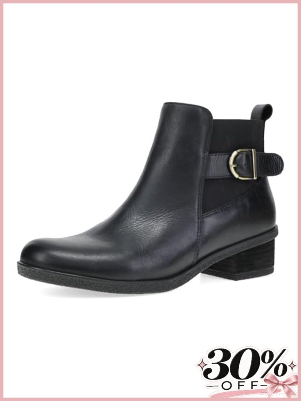 Waterproof Leather Ankle Booties w/ Orthotic Footbed & Inside Zip